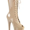 Pleaser USA Flamingo-1051 8inch Peep Toe Pleaser Boots - Patent Beige -Rad Store flamingo 1051 nd