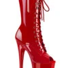 Pleaser USA Flamingo-1051 8inch Peep Toe Pleaser Boots - Patent Red -Rad Store flamingo 1051 r