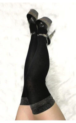 Lunalae Glimmer Band Thigh High Socks - Black/Silver -Rad Store glimmber 3 471x753 1