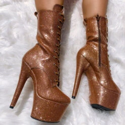 Hella Heels The Glitterati 7inch Boots - Oh Honey 7 Hella Heels The Glitterati 7inch Boots - Oh Honey -Rad Store glitter 58