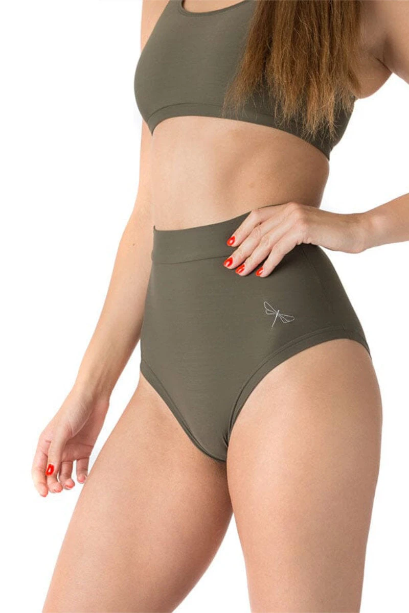 Dragonfly Lola High-Waisted Shorts - Khaki 3 Dragonfly Lola High-Waisted Shorts - Khaki