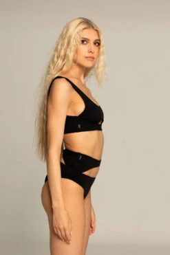 Paradise Chick Miami Opencut Shorts - Ribbed Black -Rad Store miamiribopencutblack1