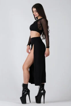 REV ACTIV Sensual Flow Pants (with Leg Slit) - Black -Rad Store sensual black pants with slit 3