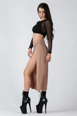 REV ACTIV Sensual Flow Pants (with Leg Slit) - Coffee -Rad Store sensual coffee pants with slits 3