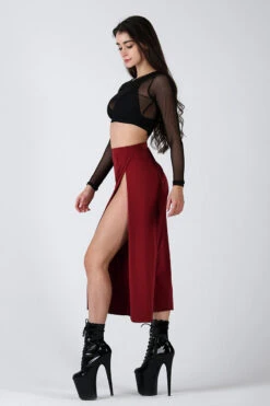REV ACTIV Sensual Flow Pants (with Leg Slit) - Wine -Rad Store sensual wine pants with slits 3