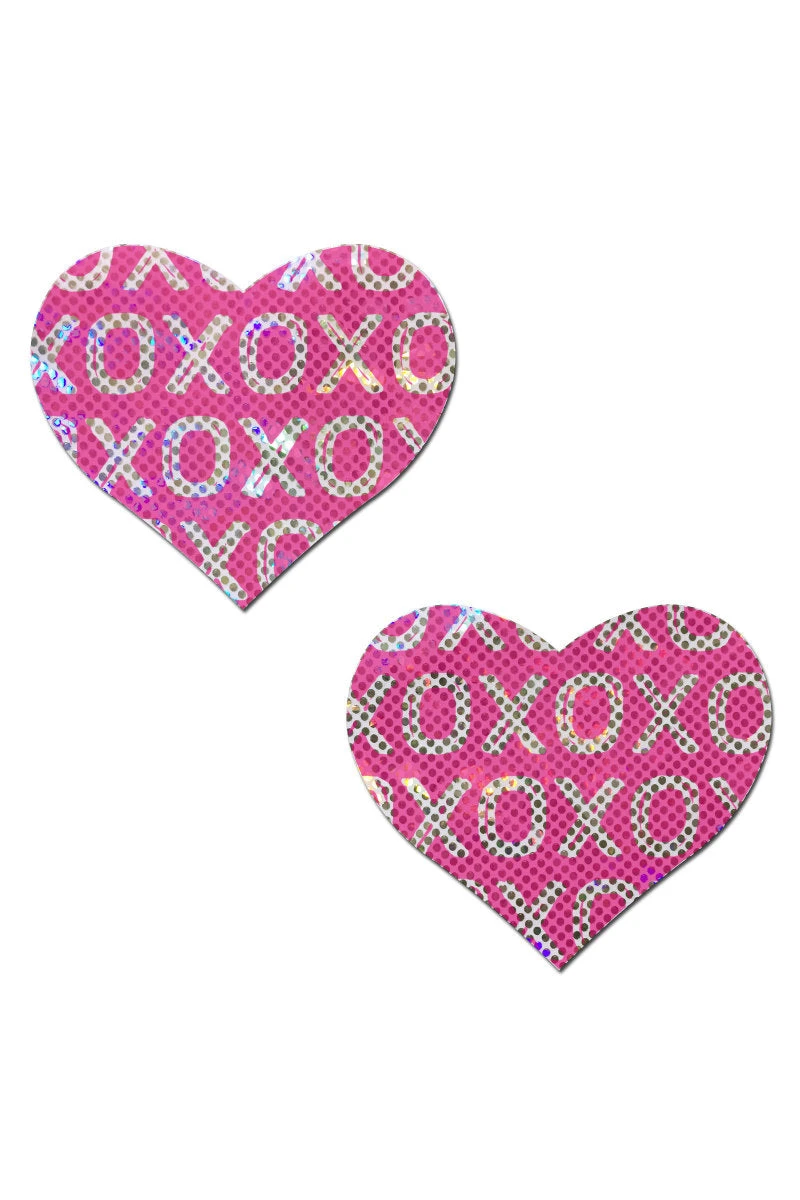 Pastease XO Heart Nipple Pasties - Disco Ball Pink 3 Pastease XO Heart Nipple Pasties - Disco Ball Pink