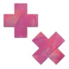 Pastease Cross Nipple Pasties - Holographic Bubblegum Pink