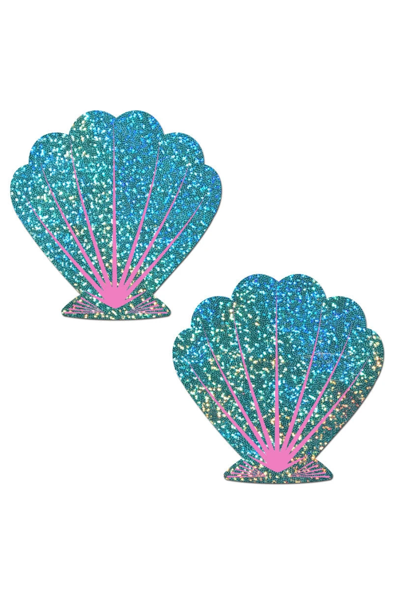 Pastease Seashell Nipple Pasties - Liquid Seafoam Green & Pink 3 Pastease Seashell Nipple Pasties - Liquid Seafoam Green & Pink