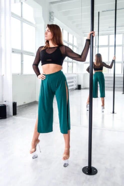 REV ACTIV Sensual Flow Pants (with Leg Slit) - Malachite -Rad Store spodniesensualmalachiteprzod
