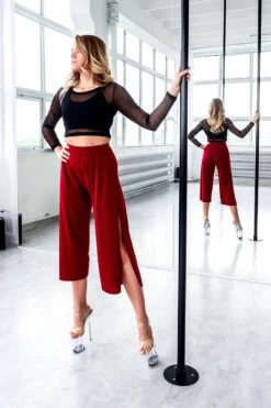 REV ACTIV Sensual Flow Pants (with Leg Slit) - Wine -Rad Store spodniesensualwinefront